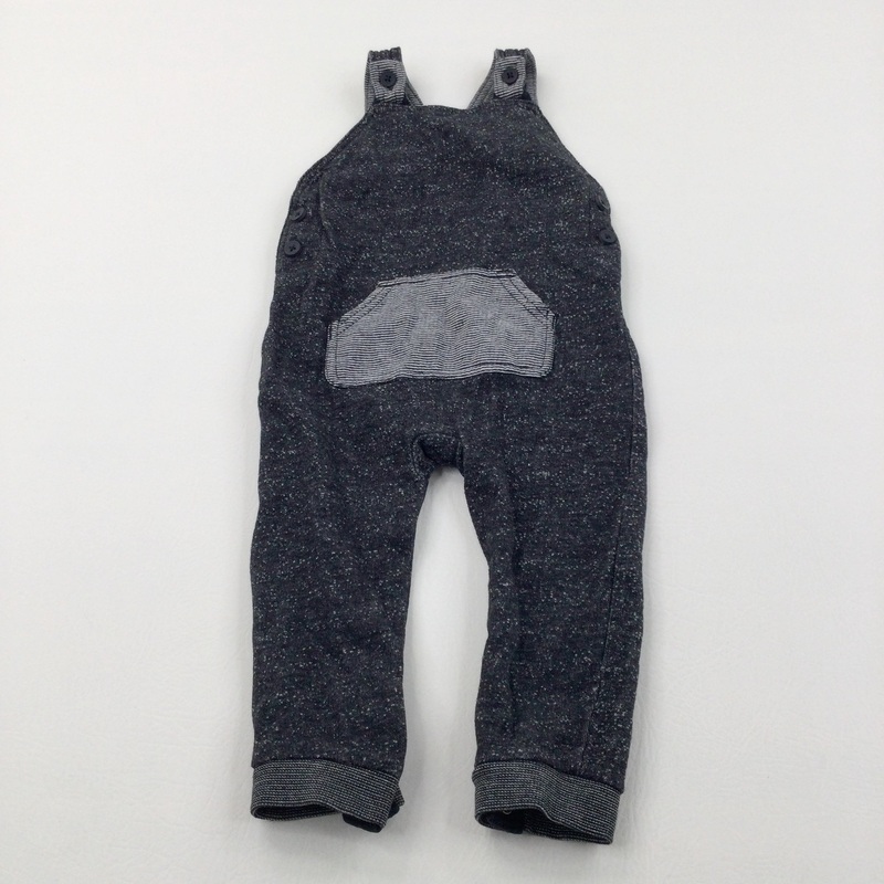 Black & Grey Mottled Jersey Dungarees - Boys 12-18 Months