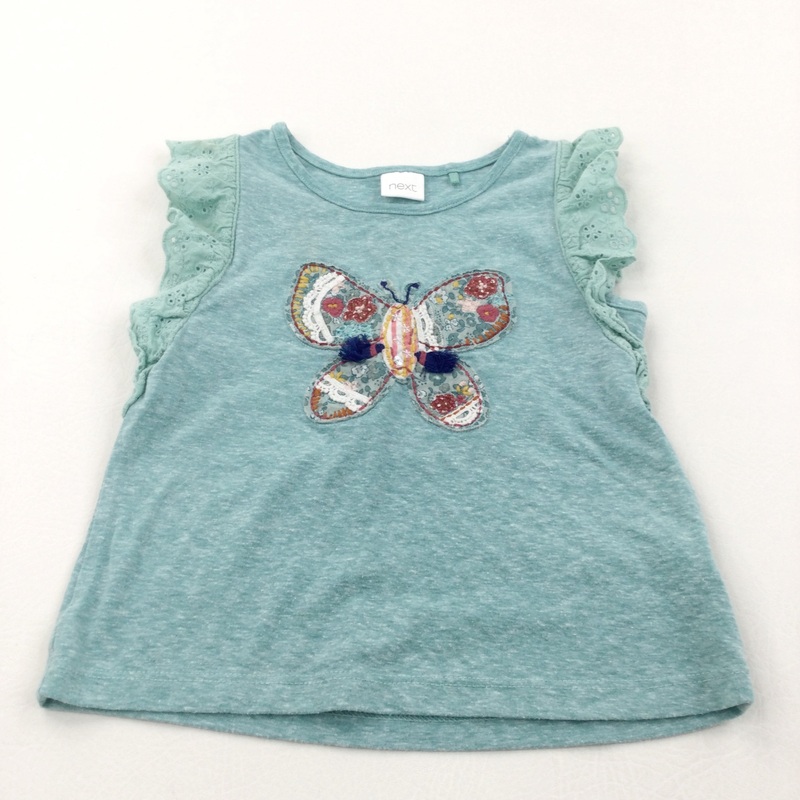 Butterfly Appliqued Mottled Green T-Shirt - Girls 12-18 Months