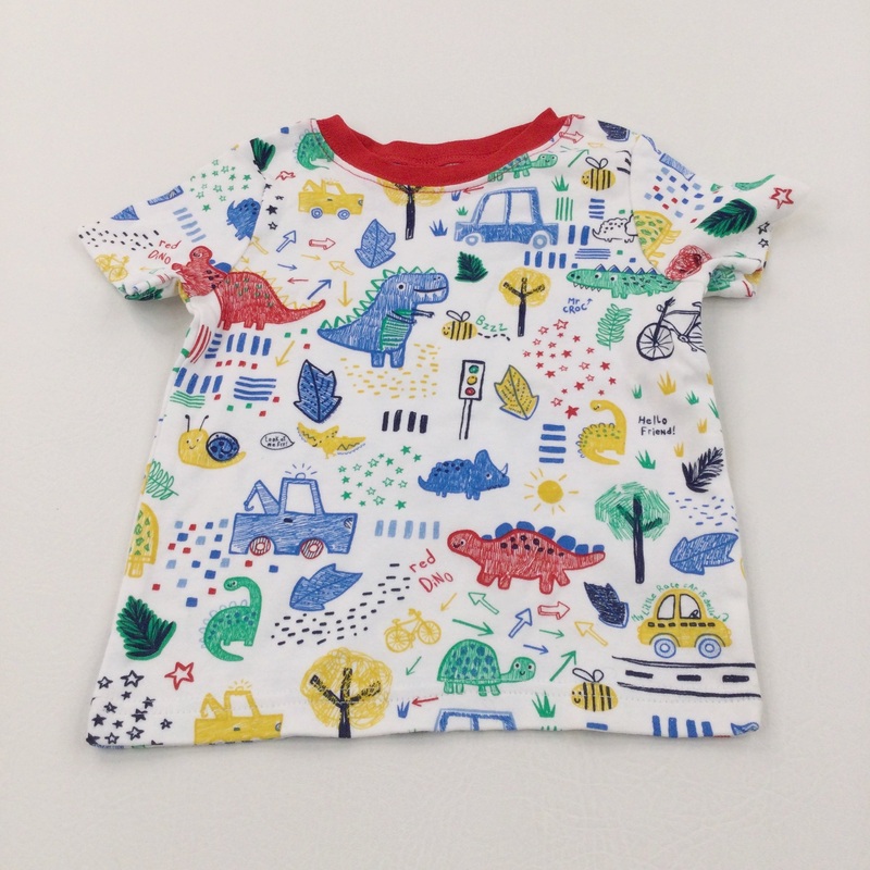 Colourful Dinosaurs, Crocodiles & Cars T-Shirt - Boys 9-12 Months