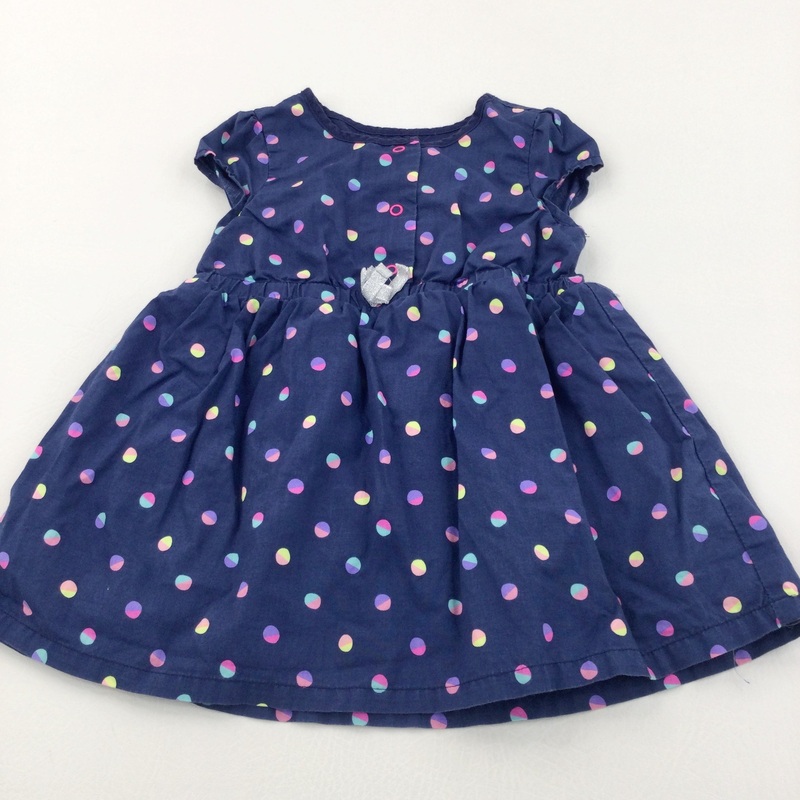 Colourful Spots Navy Cotton Sun/Party Dress - Girls 9-12 Months