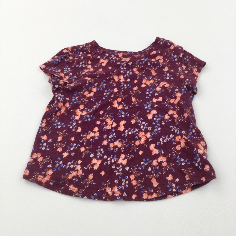 Flowers Maroon T-Shirt - Girls 12-18 Months