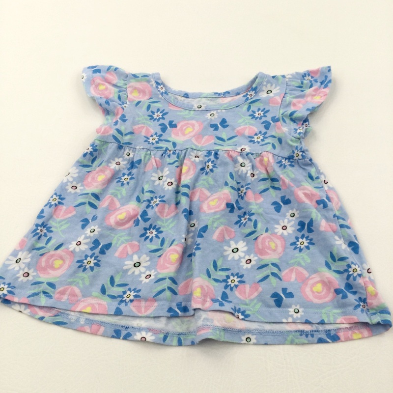 Flowers Pink & Blue Jersey Tunic Top - Girls 18 Months