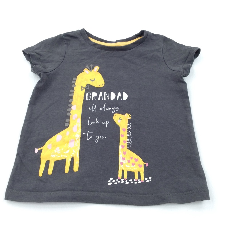 'Grandad I'll Always Look Up To You' Giraffe Dark Grey T-Shirt - Boys 18-24 Months