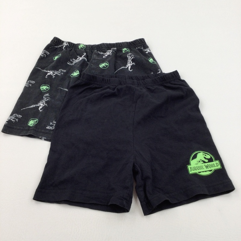 'Jurassic World' Dinosaurs Black Pyjama Shorts - 2 Pairs - Boys 4-5 Years