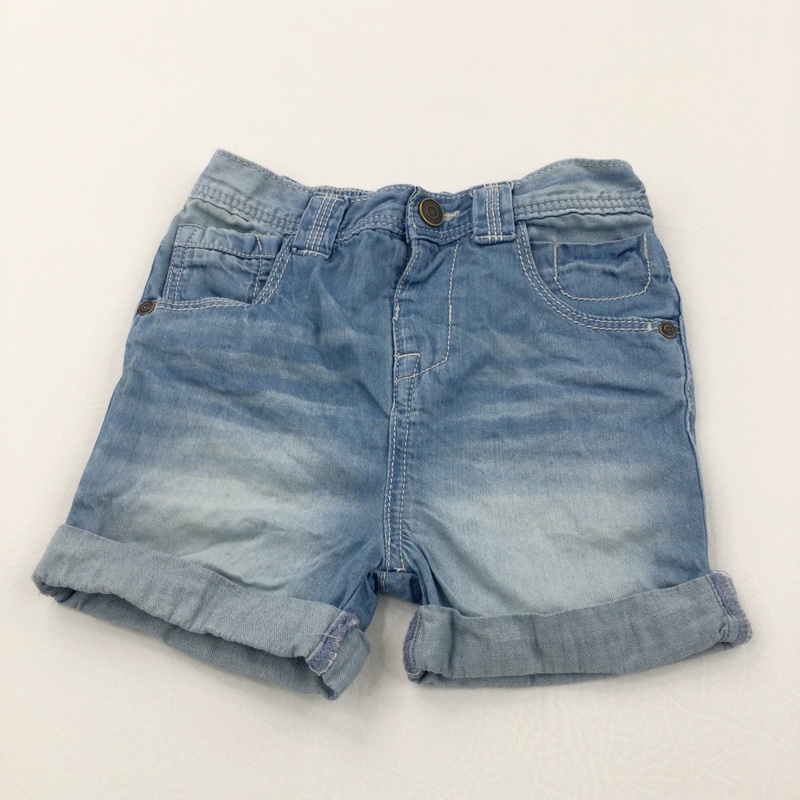 Mid Blue Denim Effect Cotton Shorts - Boys 12-18 Months