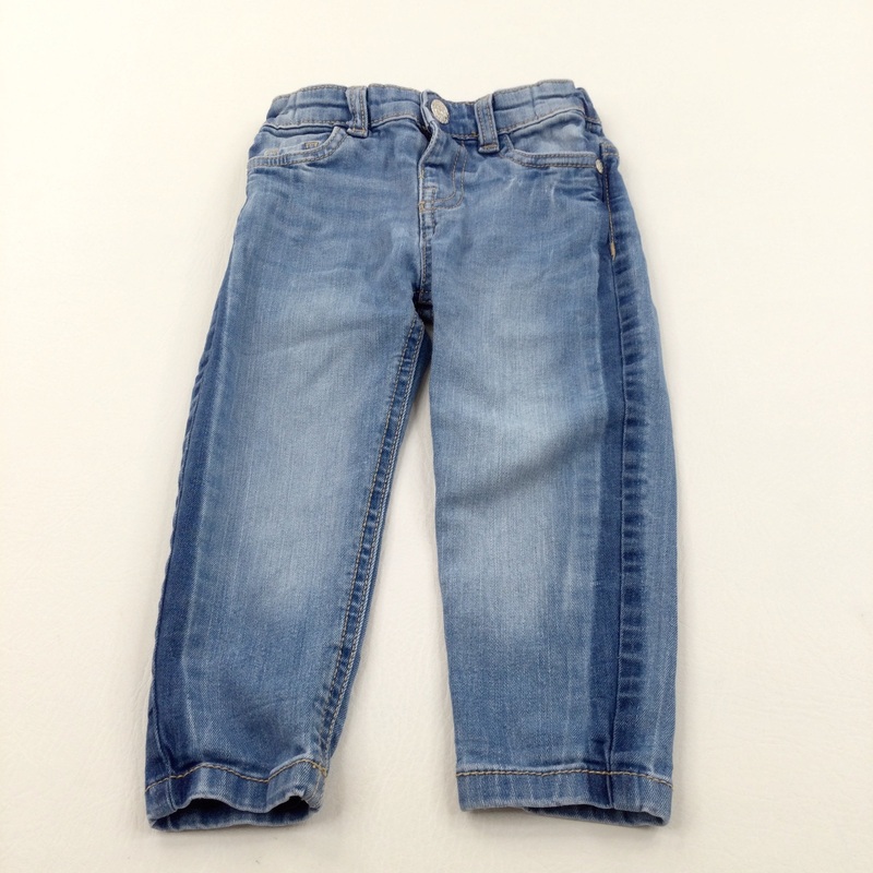 Mid Blue Denim Jeans with Adjustable Waistband - Girls 18-24 Months