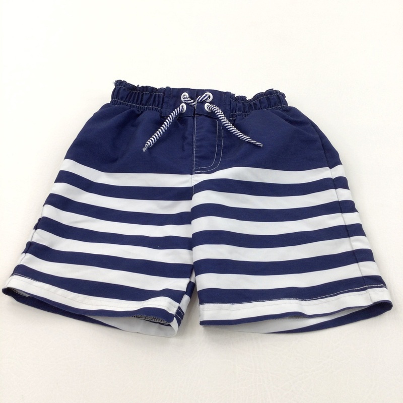 Navy & White Striped Swimming Shorts - Boys 2-3 Years