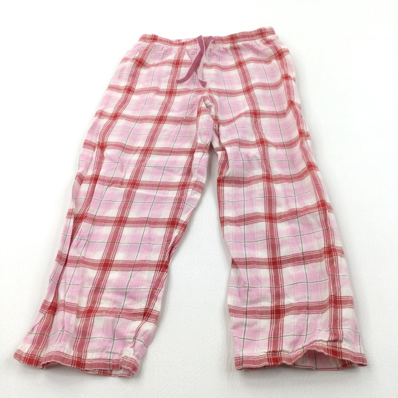 Red, Pink & White Checked Cotton Pyjama Bottoms - Girls 4-5 Years