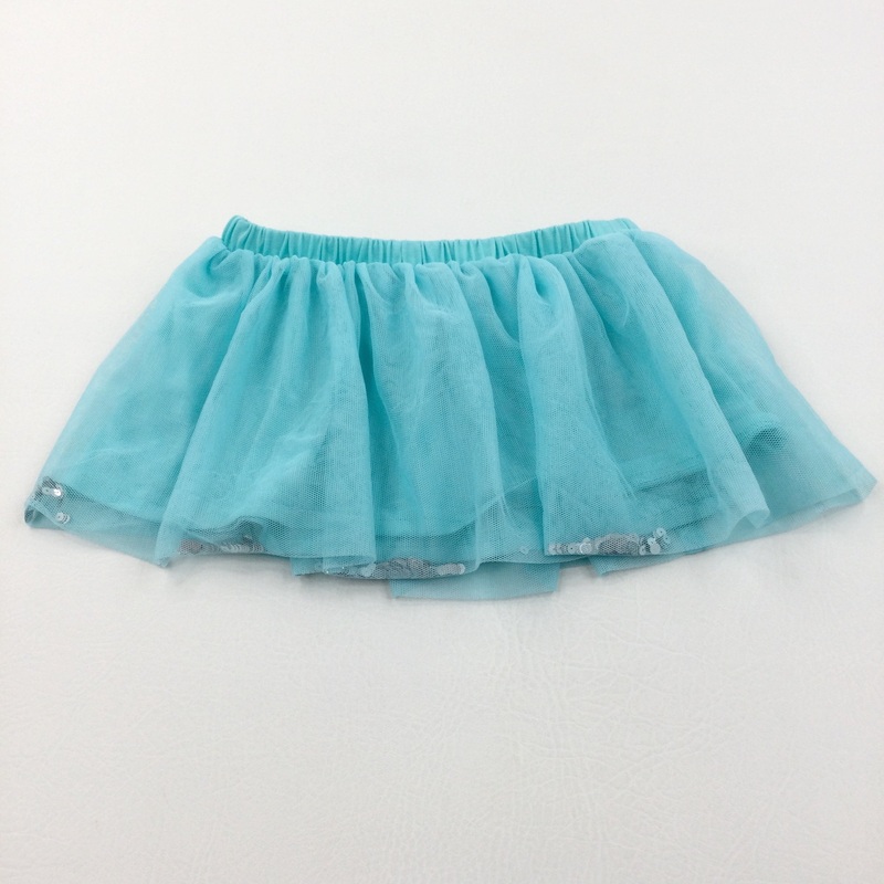 Sequins Blue Net Skirt - Girls 5-6 Years