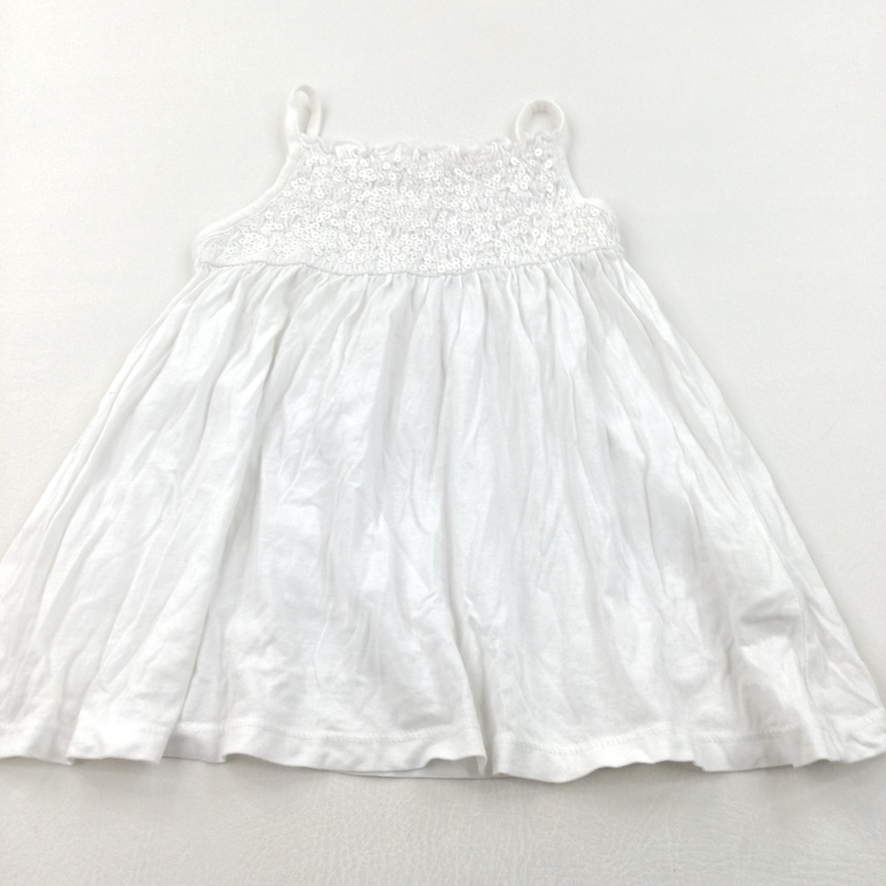 Sequins White Sleeveless Jersey Tunic Top - Girls 3 Years