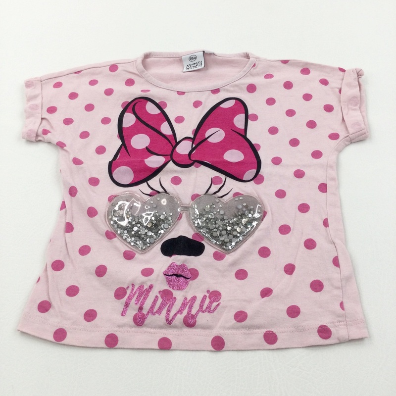 Sparkly Shades Minnie Mouse Pink Spotty T-Shirt - Girls 3 Years