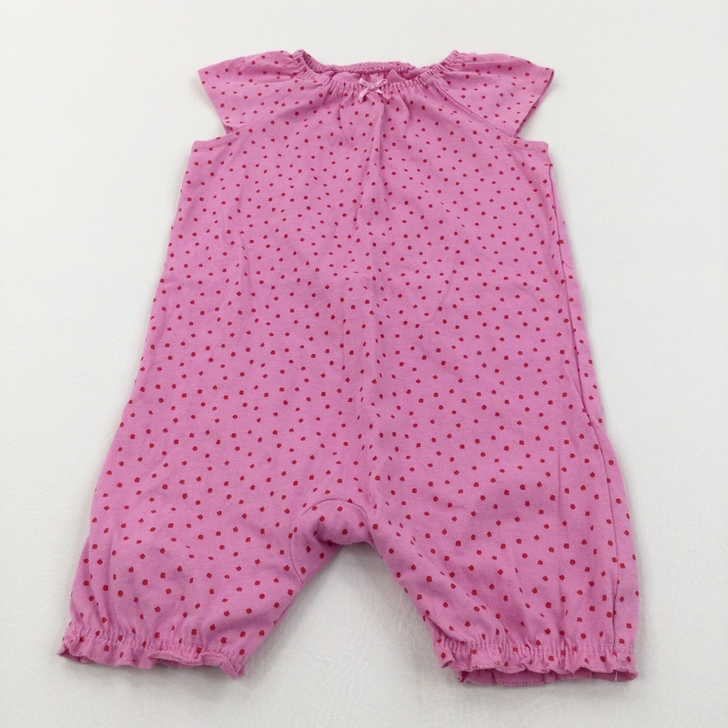 Spotty Red & Pink Jersey Romper - Girls 9-12 Months