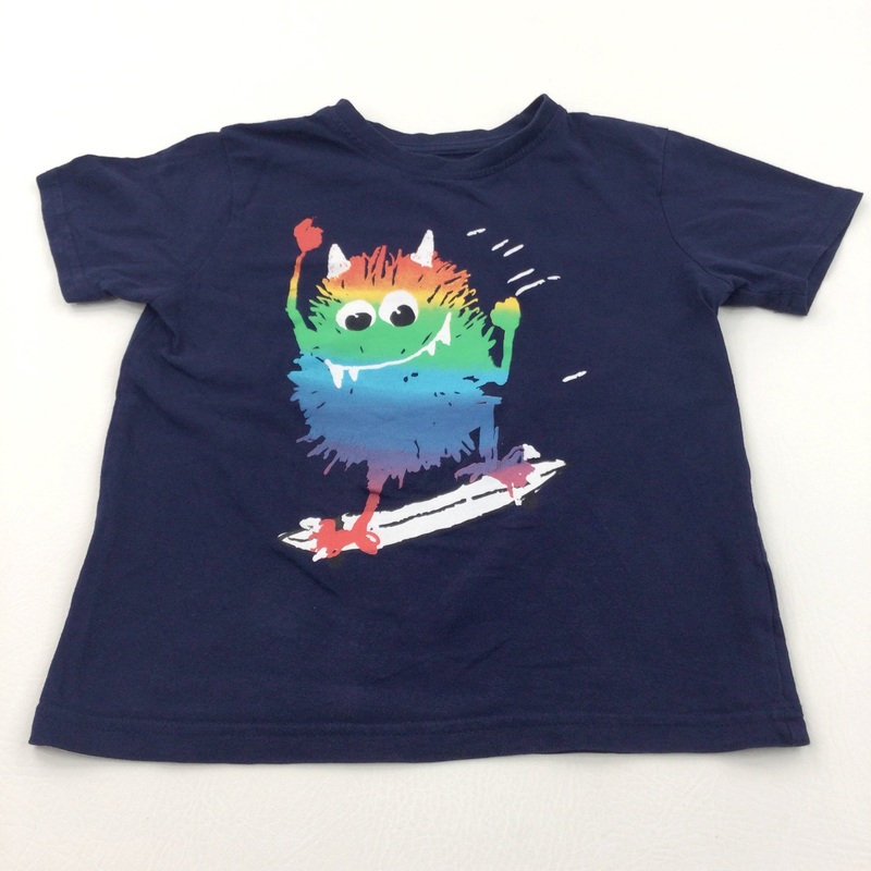Surfing Monster Navy T-Shirt - Boys 5-6 Years