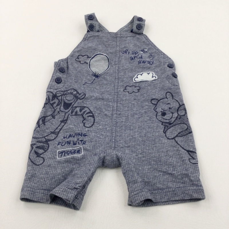 'Up, Up & Away' Tigger & Pooh Navy Jersey Short Dungarees - Boys 9-12 Months