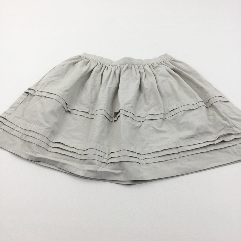 Beige Cotton Skirt with Adjustable Waistband - Girls 10 Years