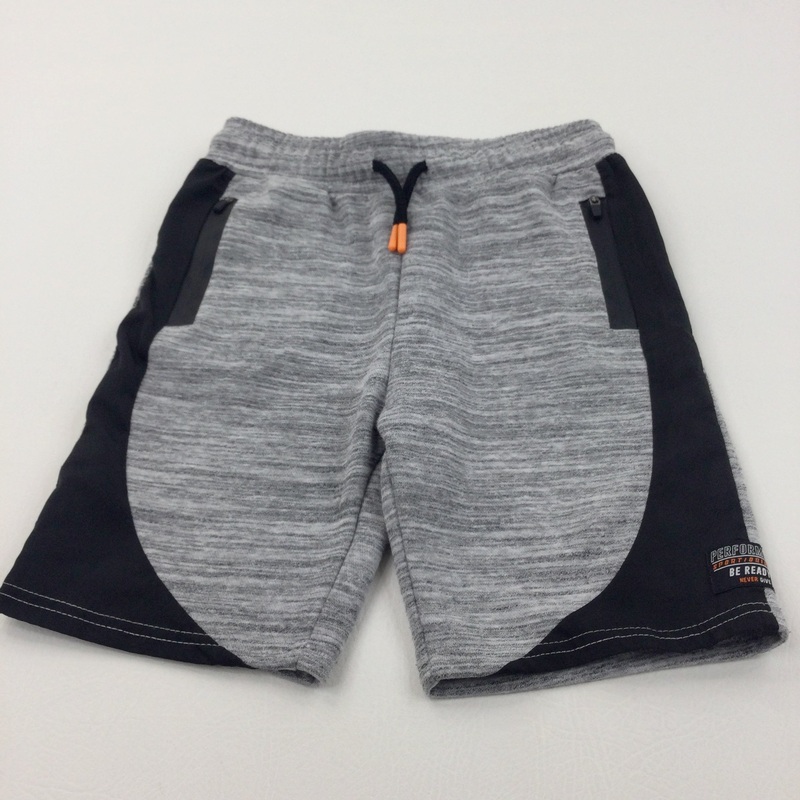Black & Grey Mottled Jersey Shorts - Boys 9-10 Years