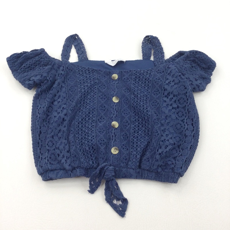 Blue Lacey Lined Cropped Blouse - Girls 10-11 Years