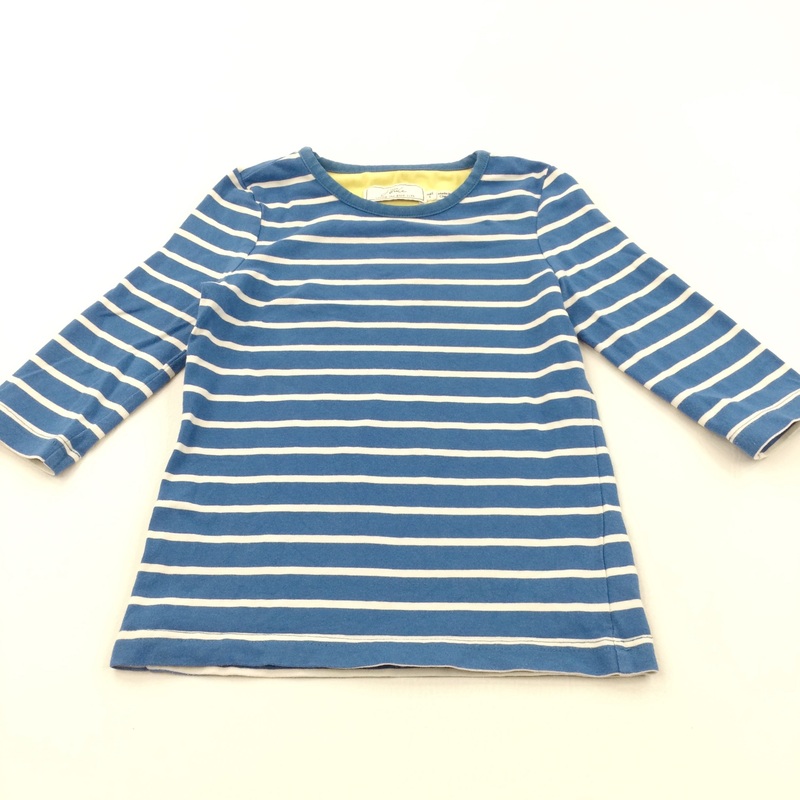 Blue & White Striped Half Sleeve Top - Girls 4-5 Years