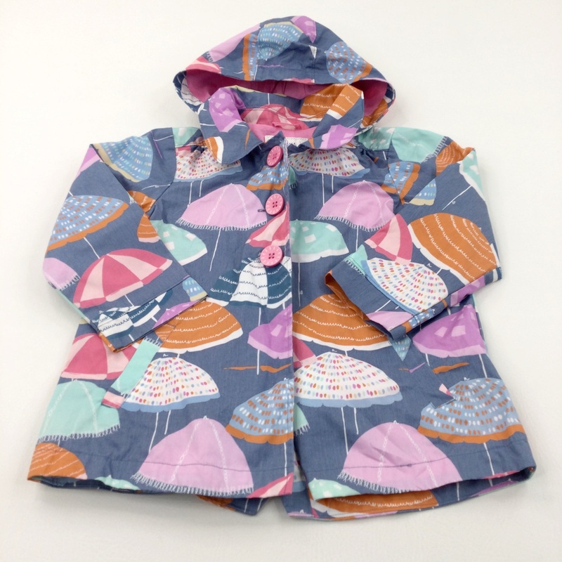 Colourful Umbrellas Blue Lightweight Showerproof Coat with Hood - Girls 4-5 Years