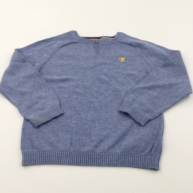 Dragon Motif Blue Lightweight Knitted Jumper - Boys 5 Years