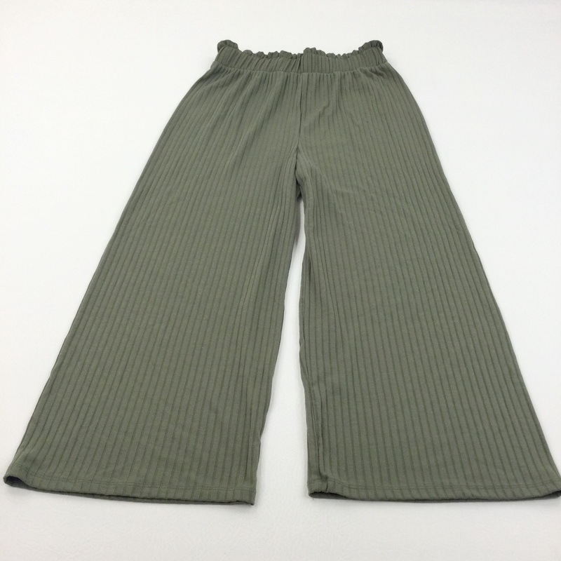 Green Ribbed Lightweight Viscose Trousers - Girls 10-12 Years