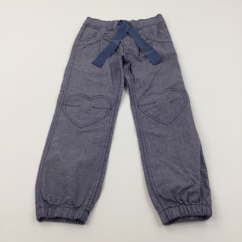 Heart Knees Navy Midweight Cotton Trousers - Girls 6-7 Years