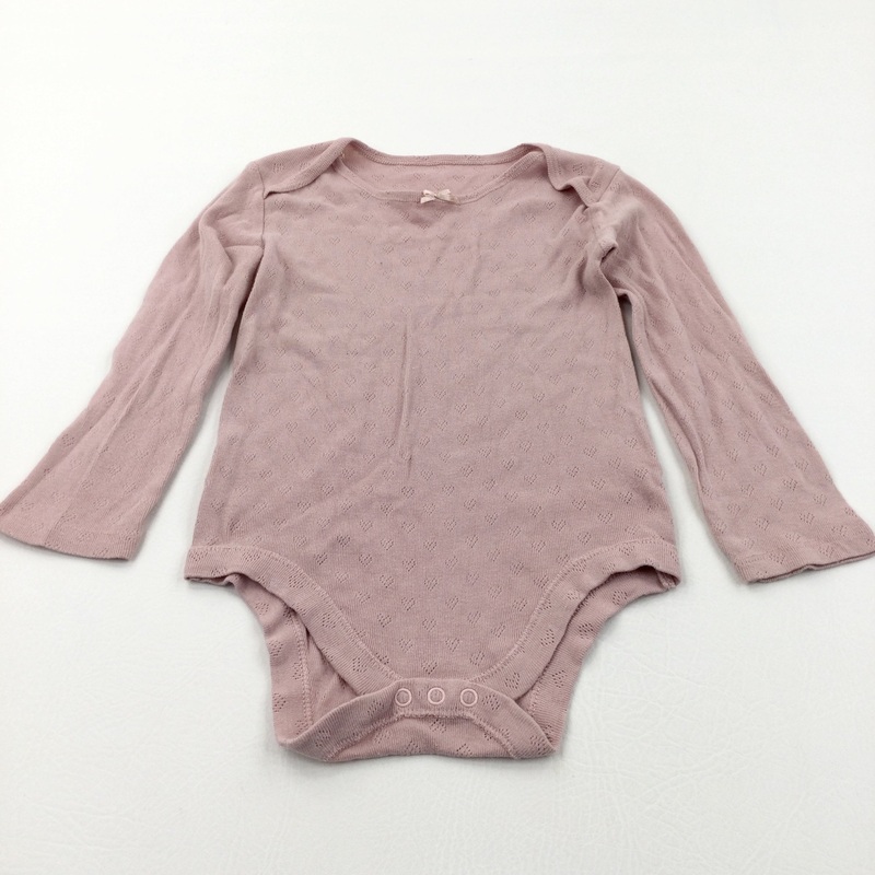 Hearts Patterned Dusky Pink Long Sleeve Bodysuit - Girls 2-3 Years