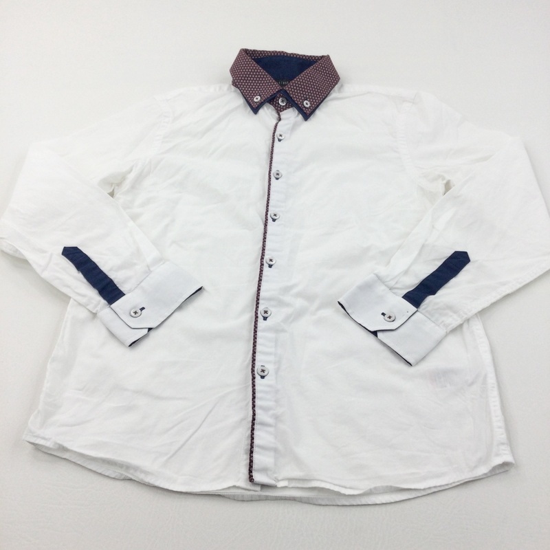 Maroon & White Smart Cotton Shirt - Boys 11 Years