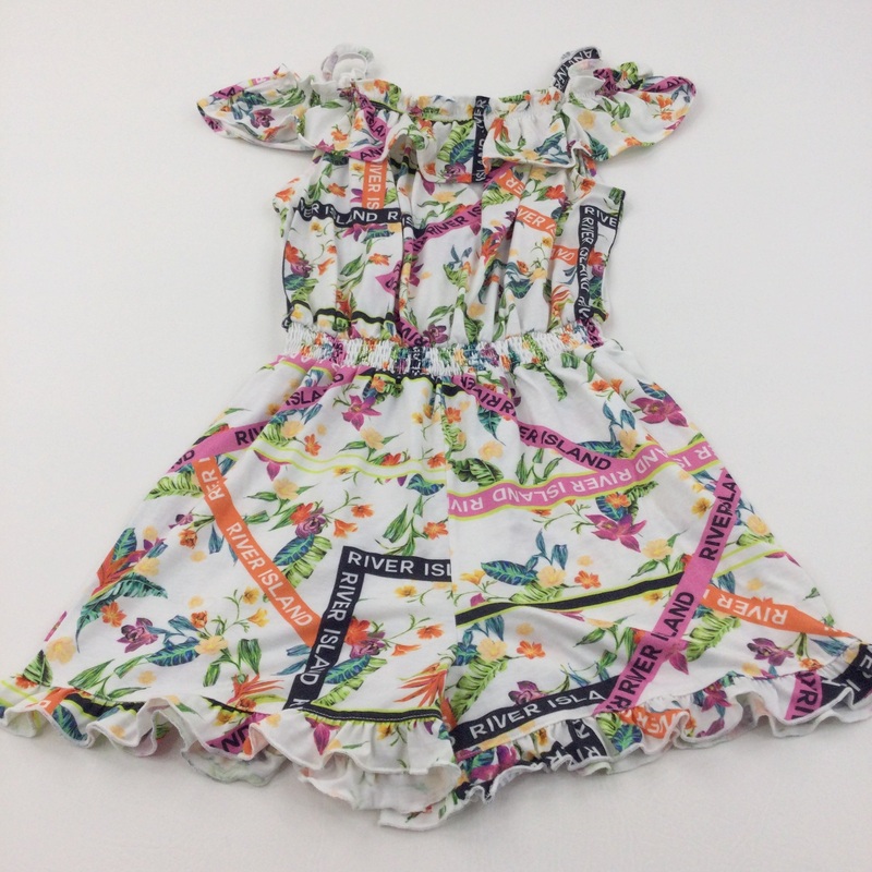 'River Island' Flowers & Labels Colourful Cream Playsuit - Girls 11-12 Years