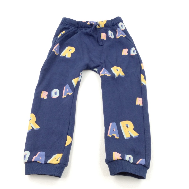 'Roarrr' Navy Tracksuit Bottoms - Boys 2-3 Years