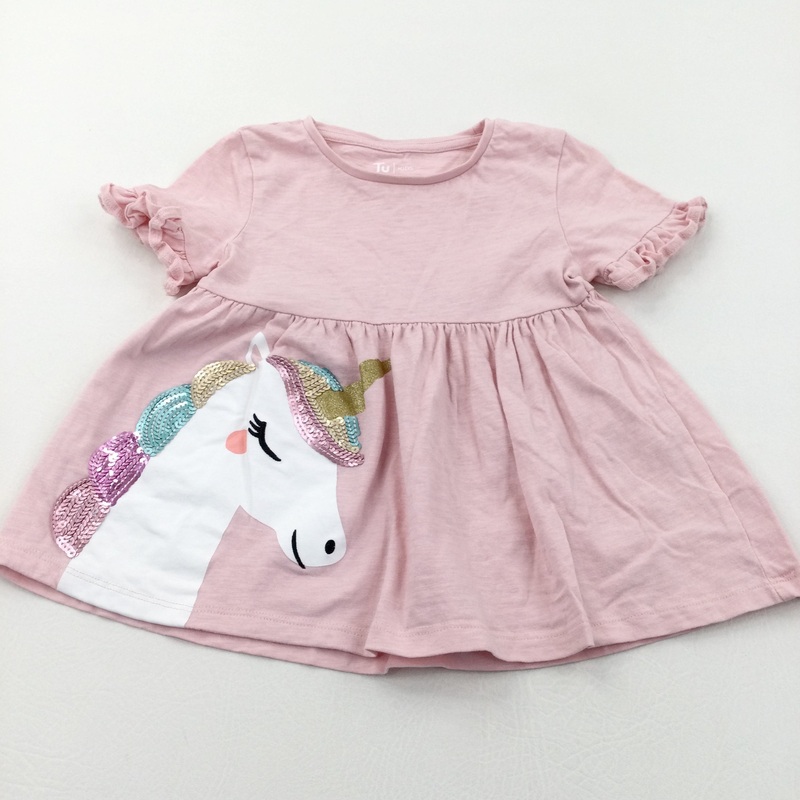 Sequins Unicorn Pink Tunic Top - Girls 3-4 Years
