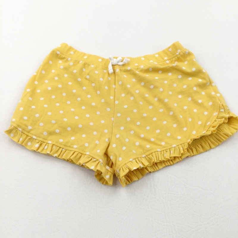 Spotty Yellow & White Lightweight Jersey Shorts - Girls 3-4 Years