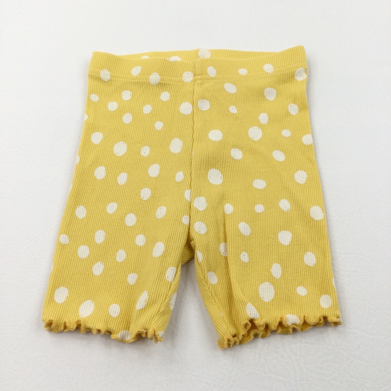 Spotty Yellow & White Ribbed Lightweight Shorts - Girls 2-3 Years