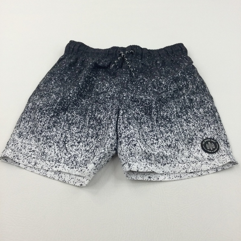 'The Board Shop' White & Black Swimming Shorts - Boys 8-9 Years