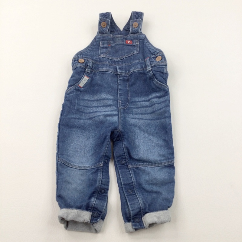 '01' Mid Blue Denim Dungarees - Boys 9-12 Months