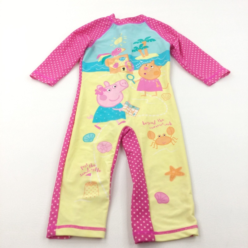 'Beyond The Curious Crab' Peppa Pig & Friends Pink & Yellow Sun/Beach Suit - Girls 2-3 Years