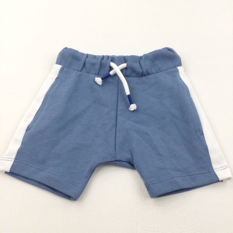 Blue & White Jersey Shorts - Boys 9-12 Months