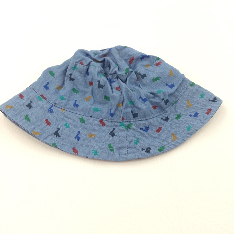 Colourful Dinosaurs Blue Cotton Sun Hat - Boys 18-24 Months