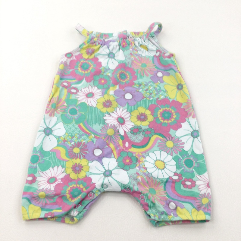 Colourful Flowers Jersey Romper - Girls 12-18 Months