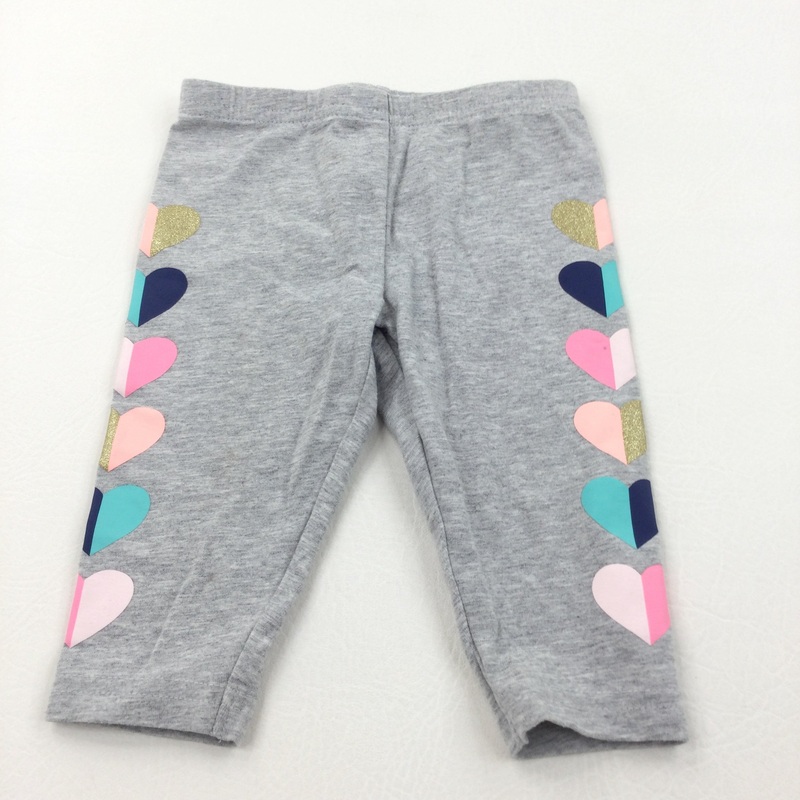 Colourful Hearts Grey Cropped Leggings - Girls 18 Months