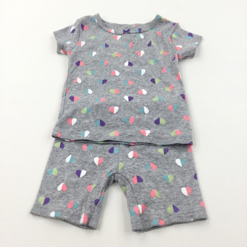 Colourful Hearts Grey Short Pyjamas - Girls 18 Months