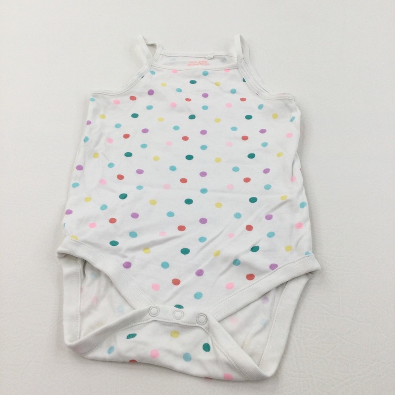 Colourful Spots White Sleeveless Bodysuit - Girls 18-24 Months
