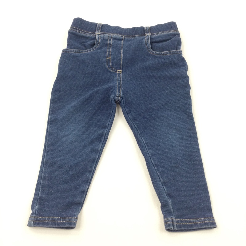 Dark Blue Denim Effect Jeggings - Girls 12-18 Months