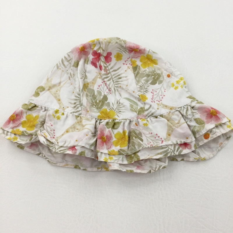 Flowers Pastel & Cream Cotton Sun Hat - Girls 1-2 Years