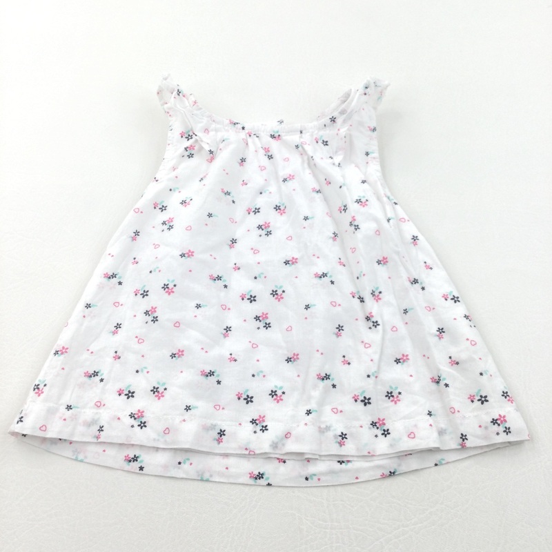 Flowers Pink & White Cotton Blouse - Girls 9-12 Months
