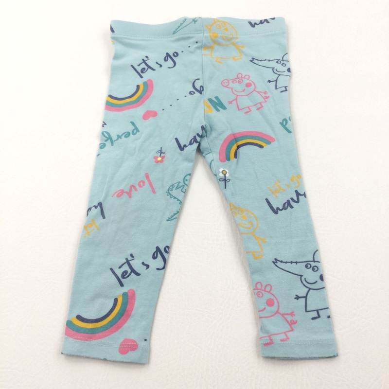 'Love, Perfect, Happy' Peppa Pig Blue Leggings - Girls 12-18 Months