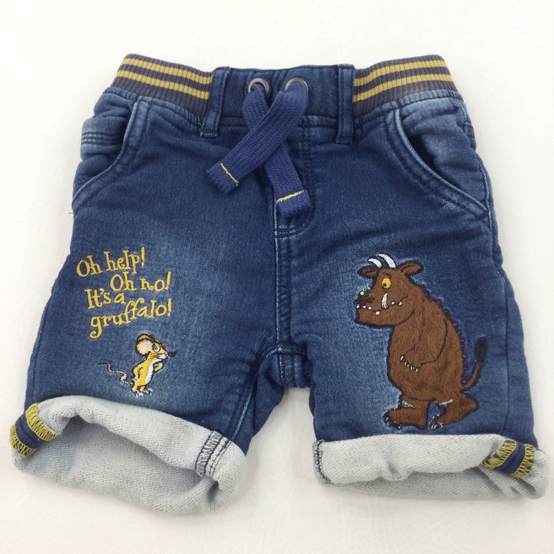 'Oh Help, Oh No, It's A Gruffalo' Embroidered Denim Shorts - Boys 18-24 Months