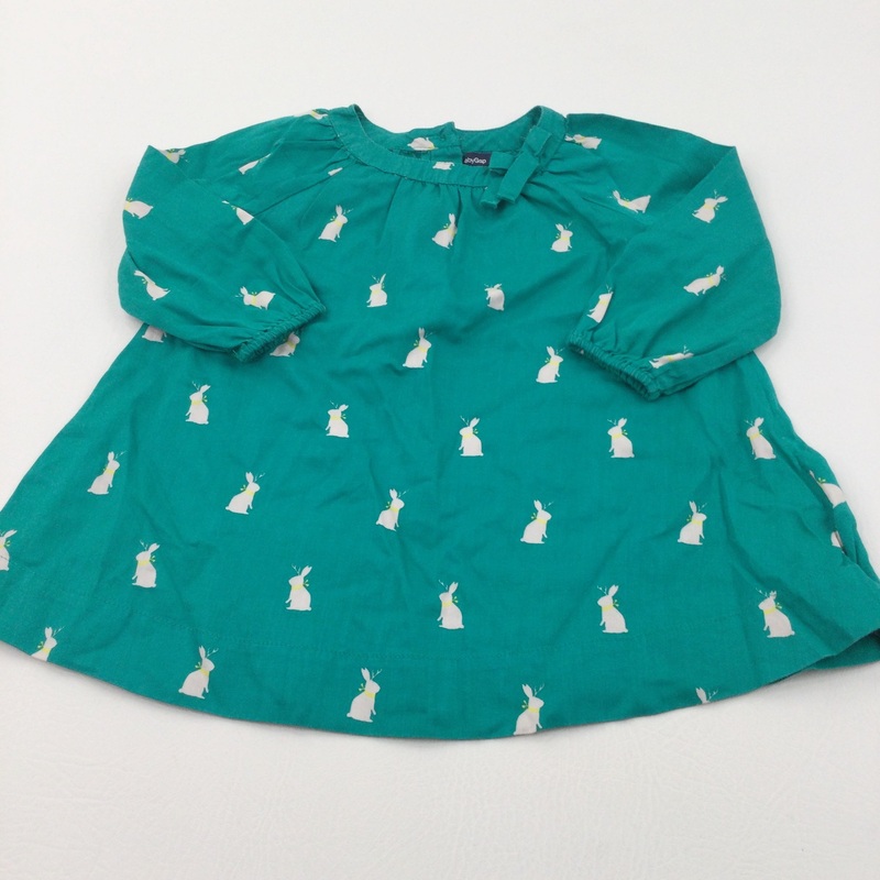 Rabbits Emerald Green & White Cotton Tunic Blouse - Girls 12-18 Months