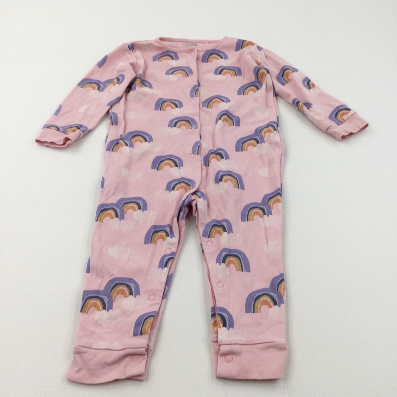 Rainbows Pink Lightweight Jersey Onesie - Girls 12-18 Months