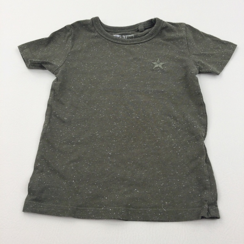 Star Motif Speckled Olive Green T-Shirt - Boys 18-24 Months